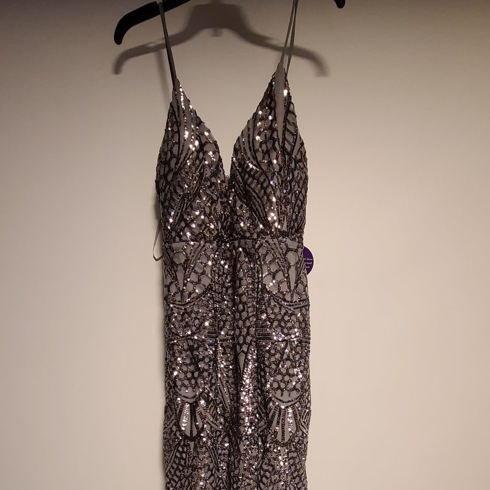 Windsor Formal Gown Dress Silver Gray Size L